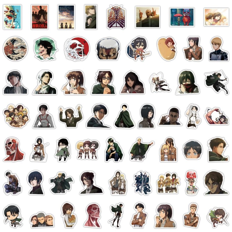 Laptop Original Accessories - 60 Buah Stiker Anime Attack On