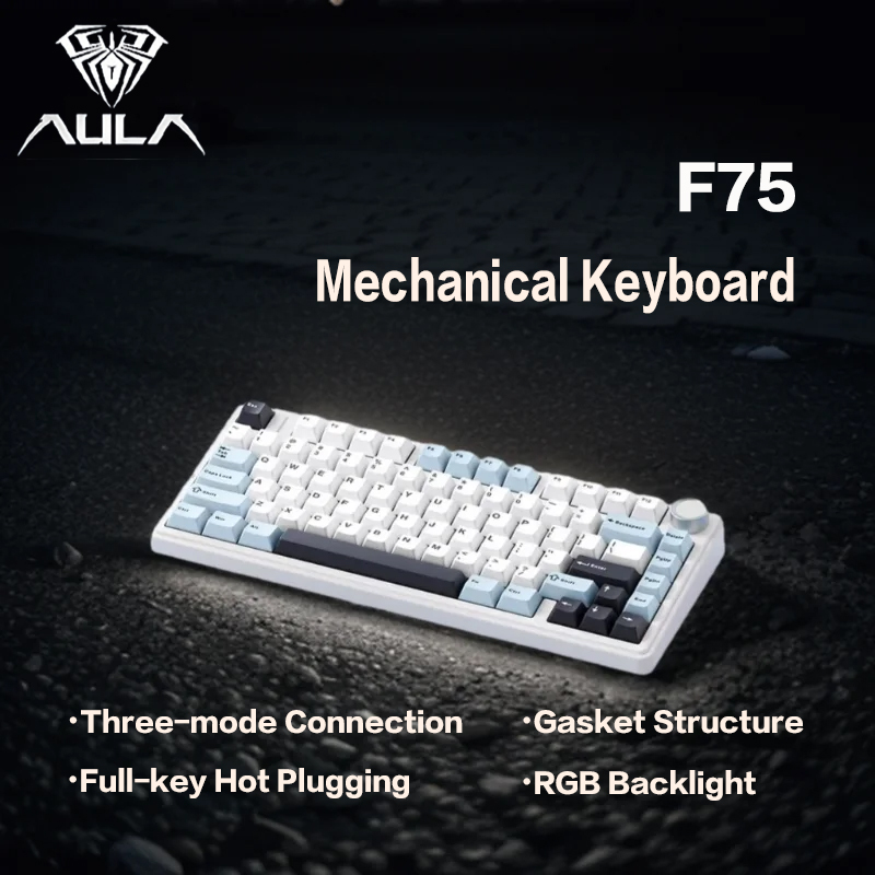 Laptop Accessories Uk - AULA F75 Keyboard mekanis, nirkabel dengan